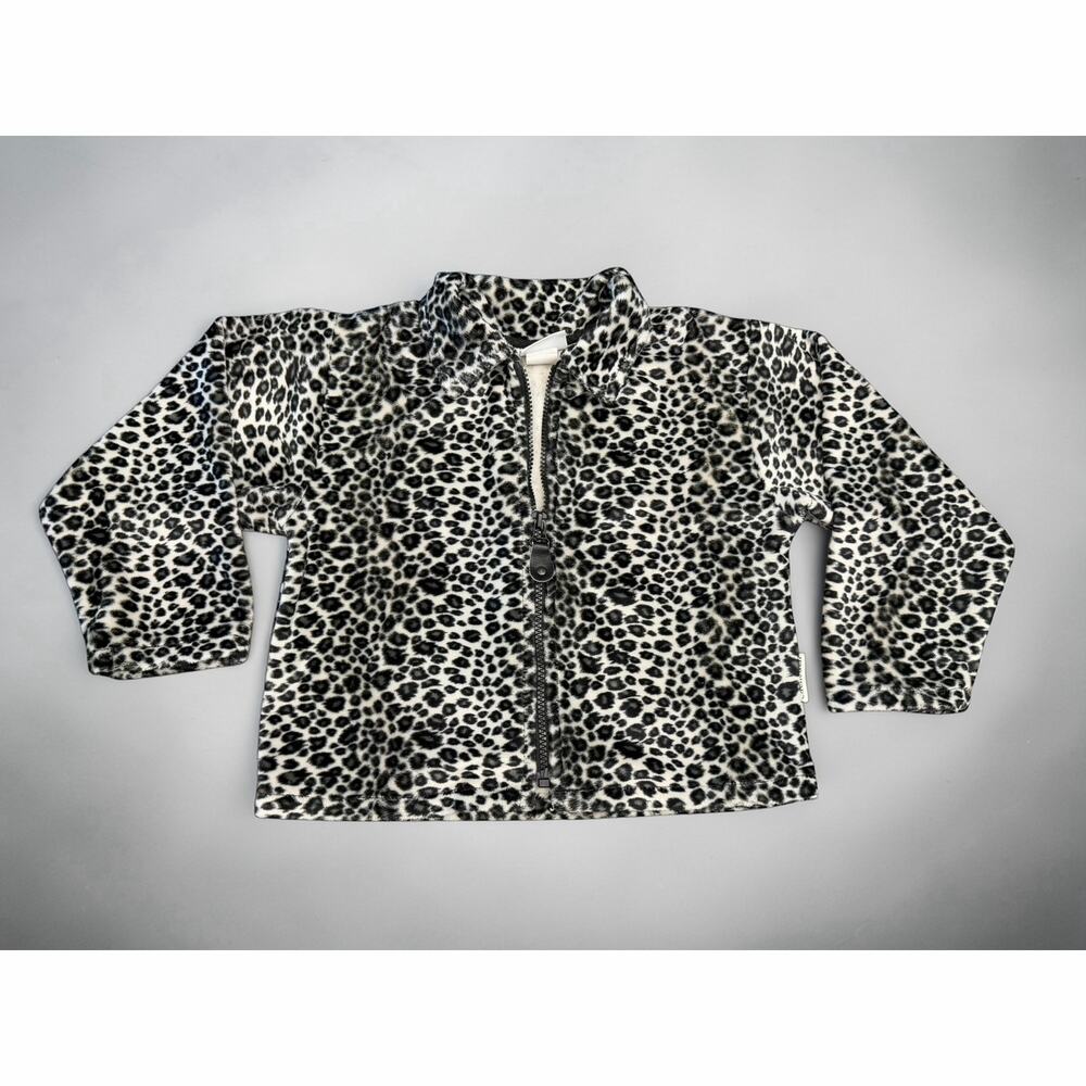 Cach Cach Girls Leopard Plush Velour Jacket Zip Front Size 6